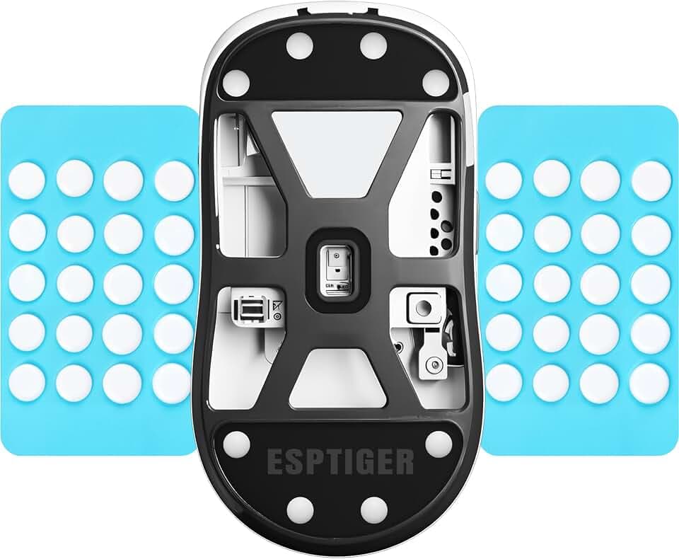ESPTIGER ICE V2 DIY Universal Mouse Skates, 40-Piece PTFE Dots, 4 Sizes, White | Smooth Glide Feet with Curved Edges and 3M Adhesive for Custom Upgrades