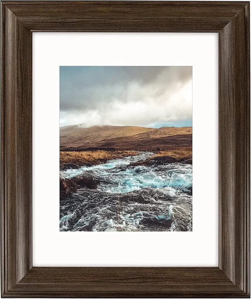Golden State Art 11x14 Brown Photo Frame Ivory Mat for 8x10 Real Glass