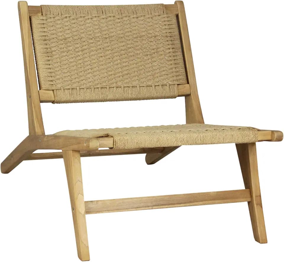 JONATHAN Y Parker Teak Woven Armless Lounge Chair 23.6" x 36.2", Natural