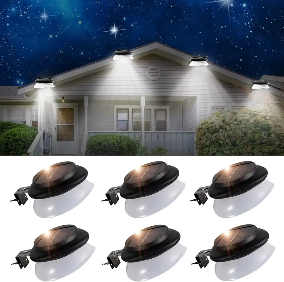 SMY Lighting Solarlampen für Außen,LED Dachrinnen Solarleuchten IP55 Zaunlicht 100LM Dekorationsleuchten Solarlampen für Dachrinne Außen für Patio, Gehwege, Hof, Garage, Eave (Weißes Licht, 6 Stück)