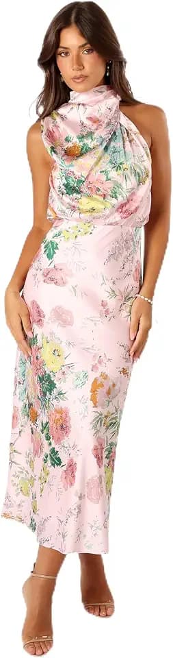 Petal & Pup Women's Anabelle Halter Neck Midi Dress