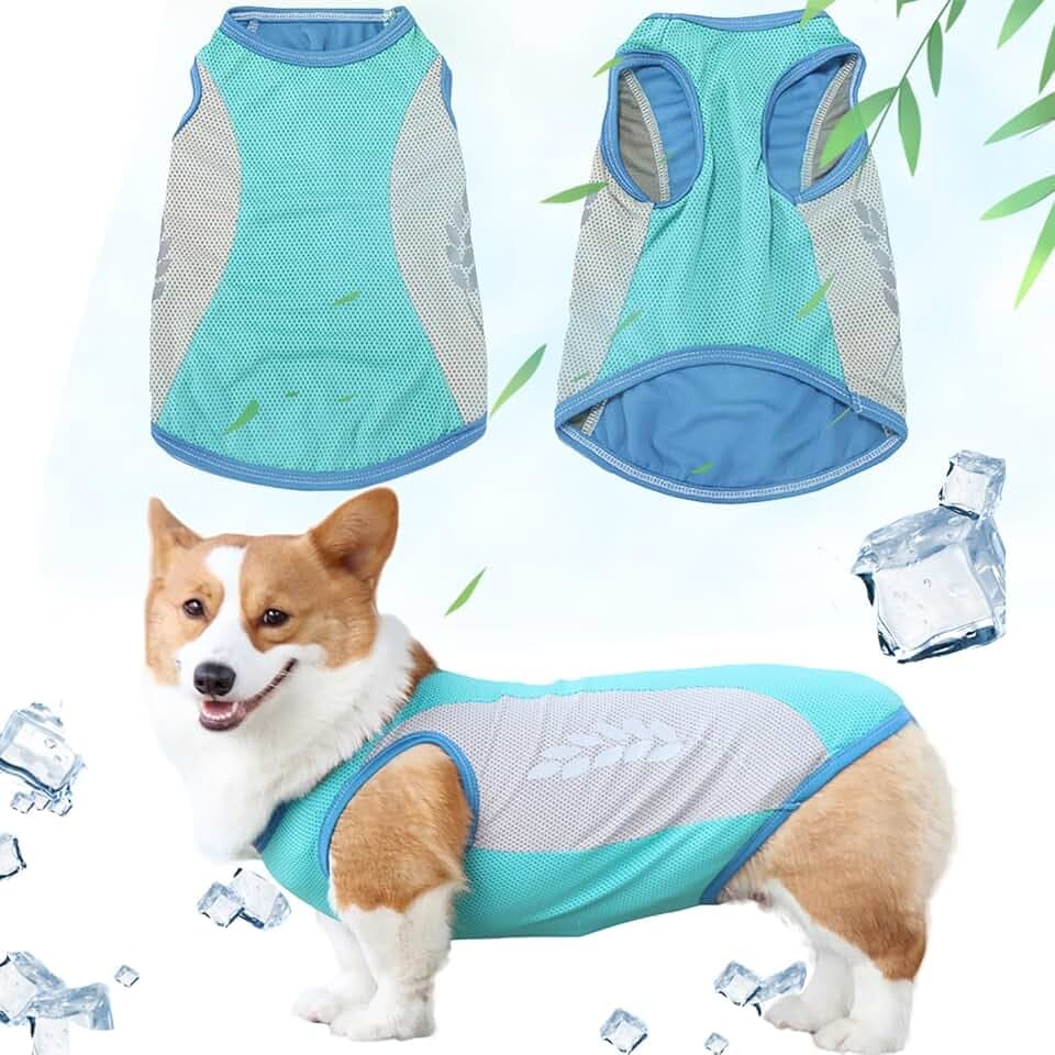 Runmeihe Hunde-Kühlweste, sicherer Hundemantel mit reflektierendem Streifen, atmungsaktive Mesh-Hundekleidung für den Sommer, leichte kühlende Hundejacke