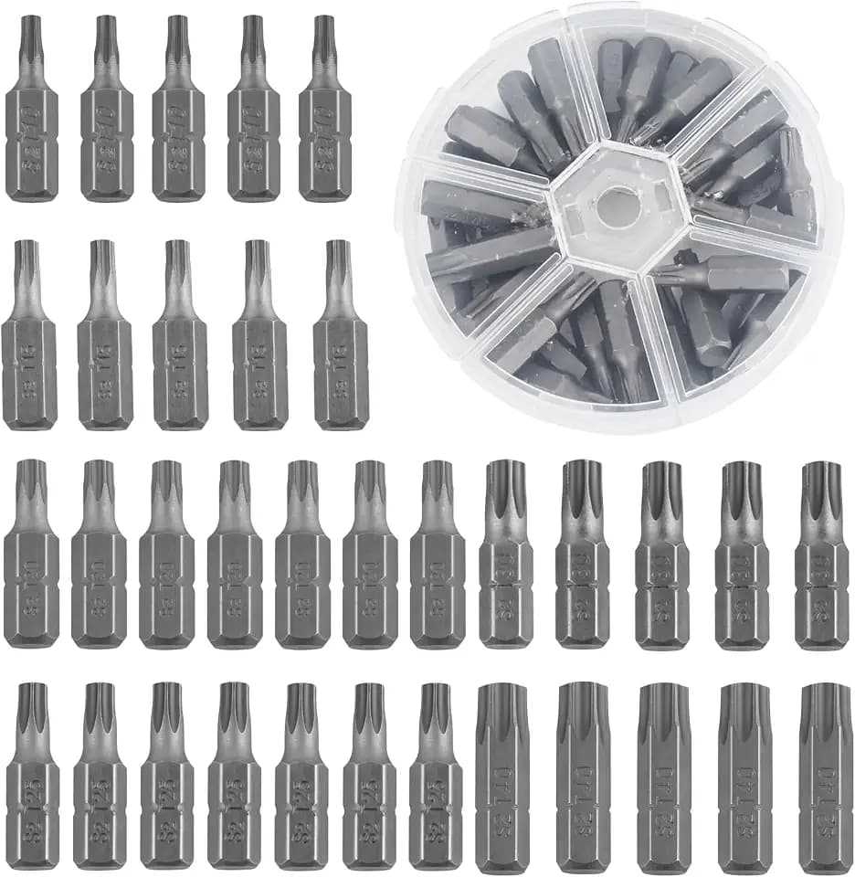 34 Stück Torx Bit Set 25 mm 1/4" Torx Schraubendreher Bits mit Box
