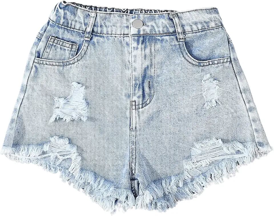 GORGLITTER Girl's Jean Shorts Denim Jorts Cute Summer Ripped Clothes