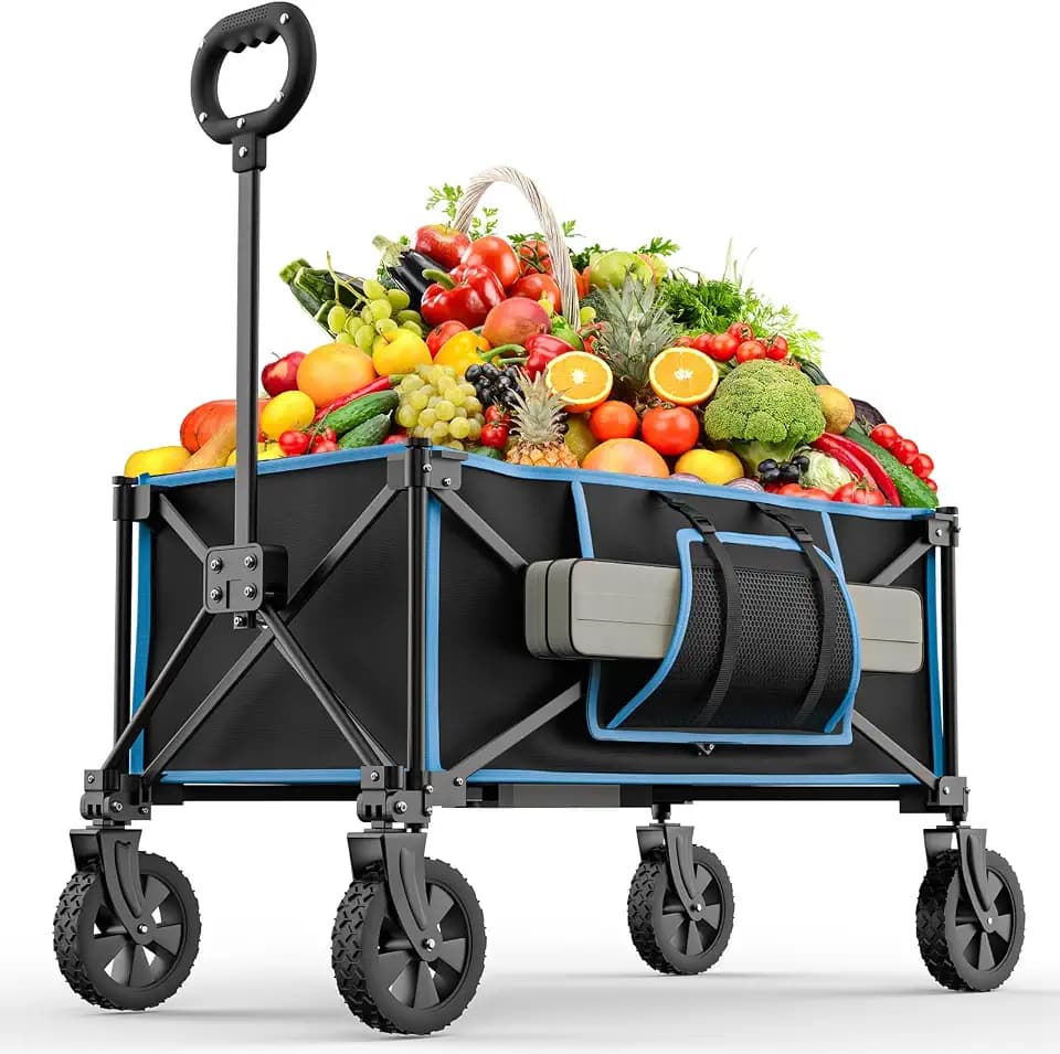 Morpilot Bollerwagen Faltbar, Faltbarer Bollerwagen 150L, Mini Klappbarer Handwagen in 4 Richtungen faltbar, für Einkauf, Garten, Ausflug，Camping