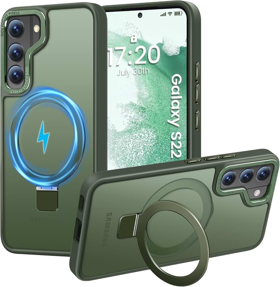 HuwaiH Magnetic Stand Case for Samsung Galaxy S22, Green