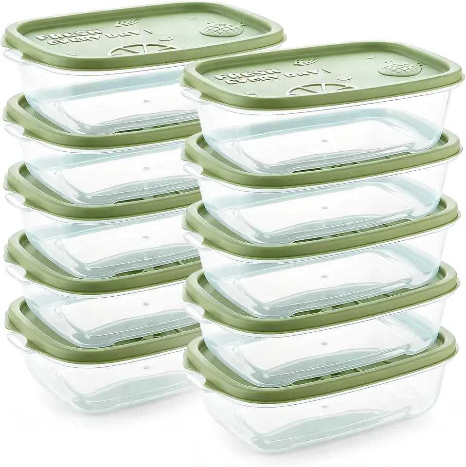 Lebensmittelbehälter-Set mit Deckel, 500 ml pro Kunststoff, luftdichte Box, rechteckig, auslaufsicher, Polypropylen, wiederverwendbar, für Mikrowelle, Gefrierschrank, Geschirrspüler, Schule, Arbeit