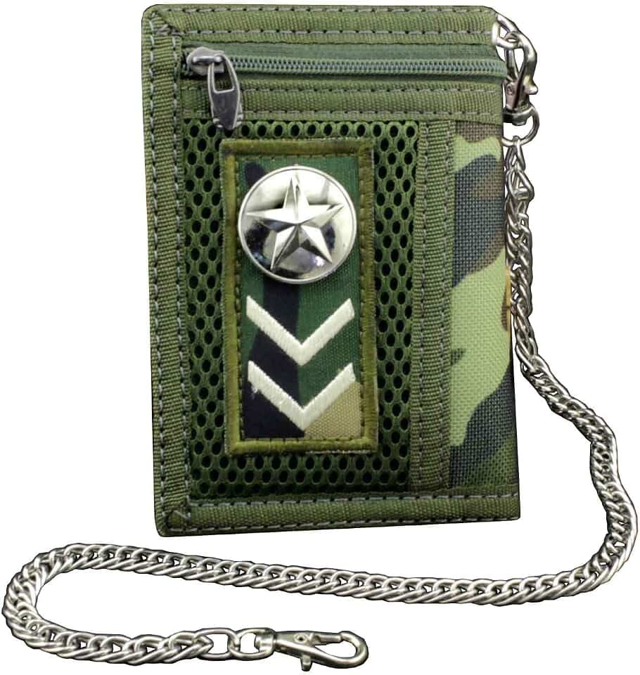 Men/Boy Army fans Star Trifold Wallet Card Holder Purse And Safety Metal Chain