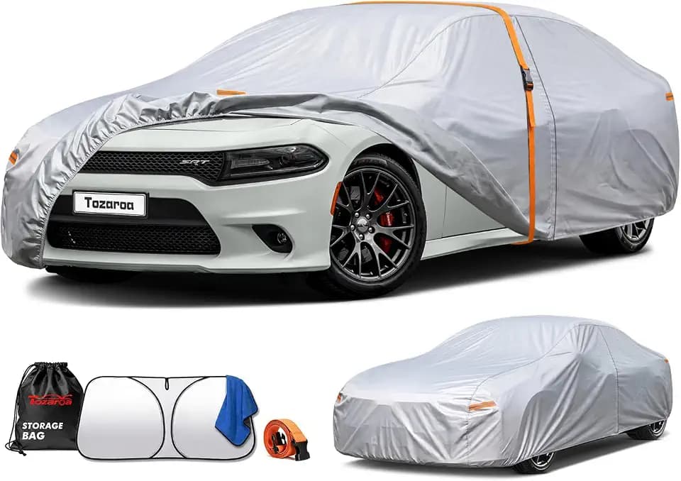 Car Cover Waterproof All-Weather,Outdoor Full Exterior Coupe Covers Custom Fit for Dodge Charger,Model S,Hyundai Genesis,Jaguar XJ,Chevy Malibu,Lesabre Regal,etc,Size C5(See Size Chart)