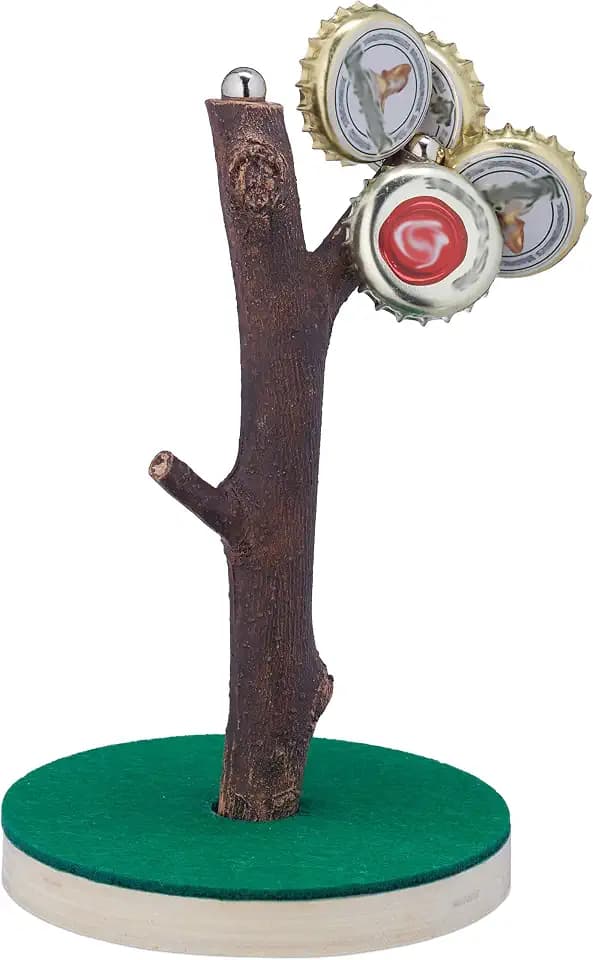 Relaxdays Kronkorkenbaum, Trinkspiel & Kronkorkenhalter, HxD 14 x 9 cm, Männer Geschenk, 2 Magnete, Bierdeckelbaum, bunt