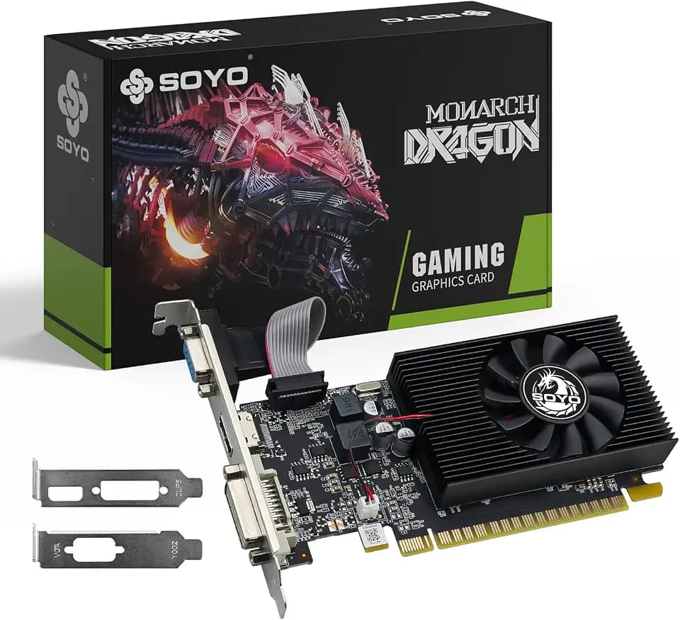 SOYO GeForce GT 740 4GB DDR3 Low Profile Graphics Card, 128-Bit 384SP HDMI/VGA/DVI-D Port Triple Output, SFF Half-Height Video Card for Slim Desktop PCs, Supports Windows 11/10/8/7