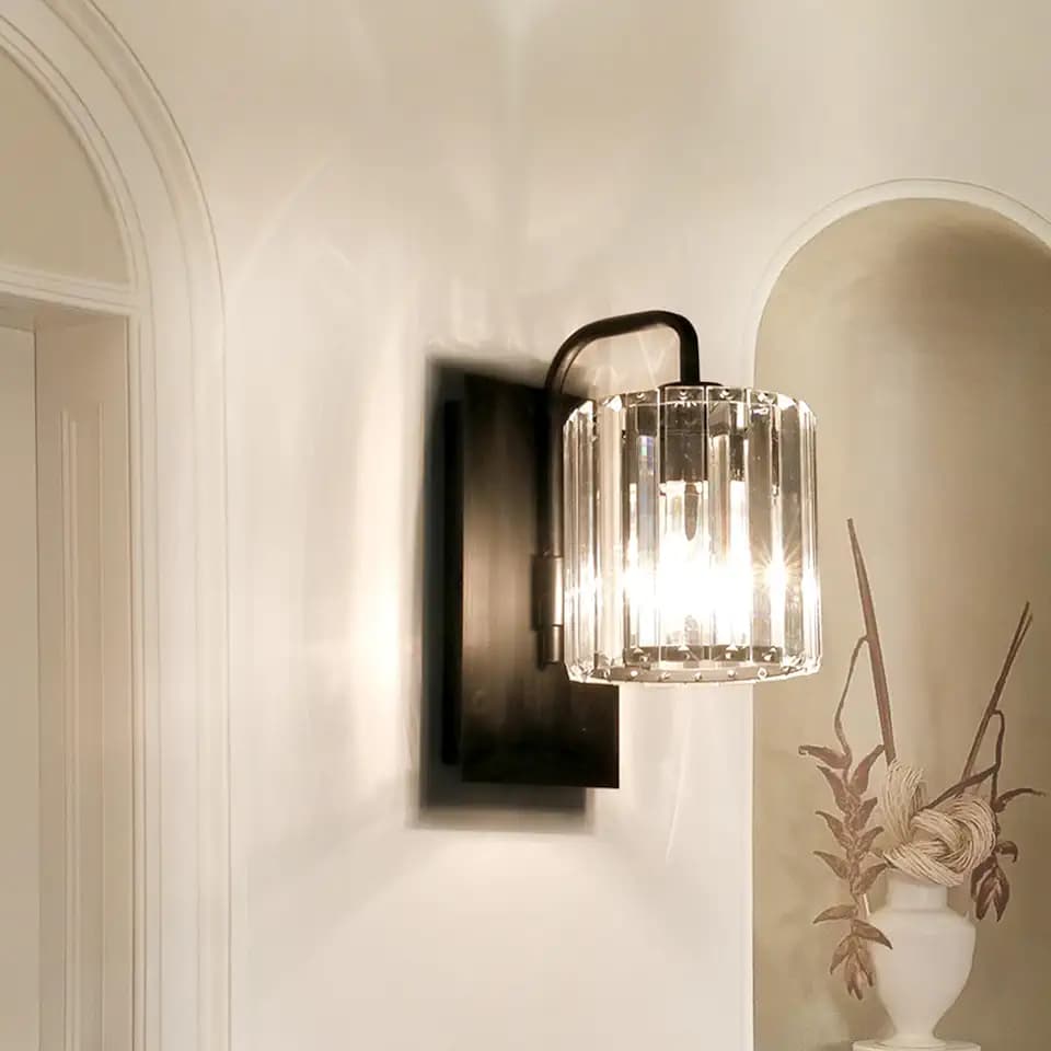 Wall Sconce,Crystal Wall Sconce,Black Wall Light Fixtures Indoor
