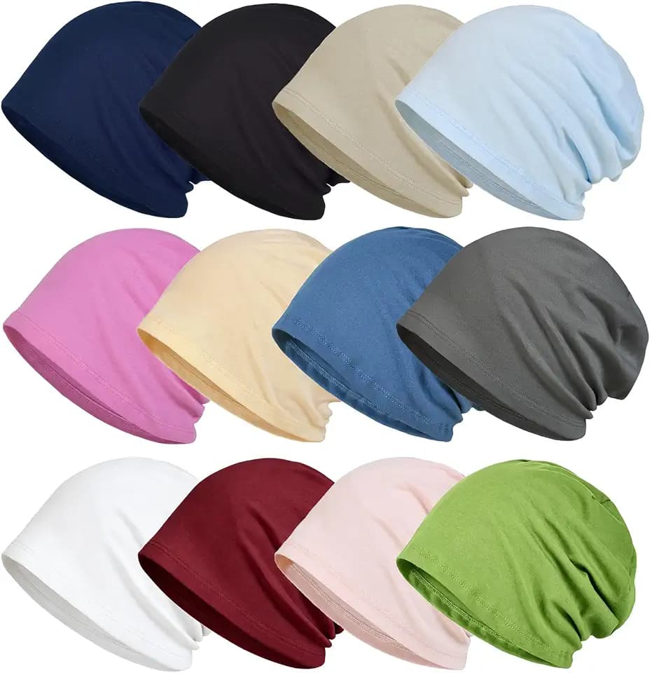 Cmonie 9-12 Pcs Solid Women Chemo Hat Stretchy Turban Beanie