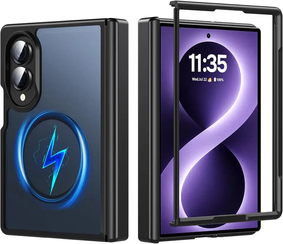 OWKEY Magnetic for Samsung Galaxy Z Fold 8 Case Full Hinge Protection,Black