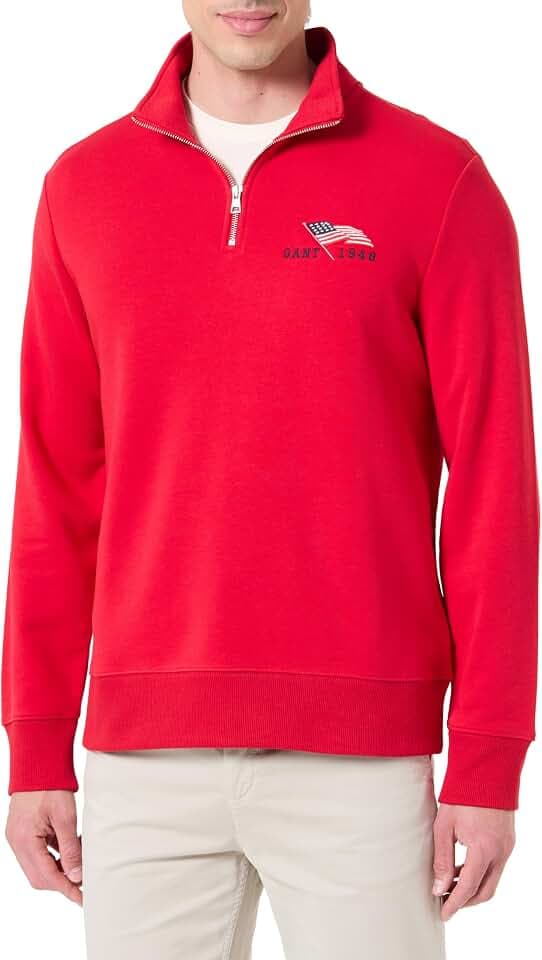 GANT Herren Graphic Half Zip Sweatshirt