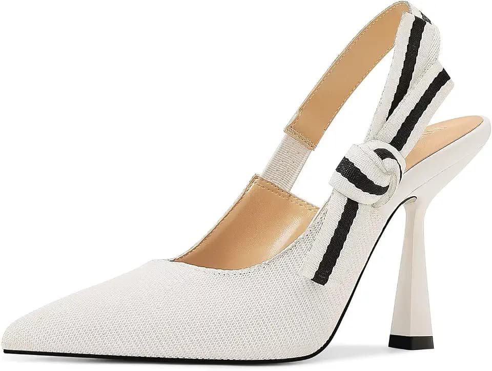 HOCHFART Women's Slingback Kitten Heels Closed Pointed Toe Slip On Pumps