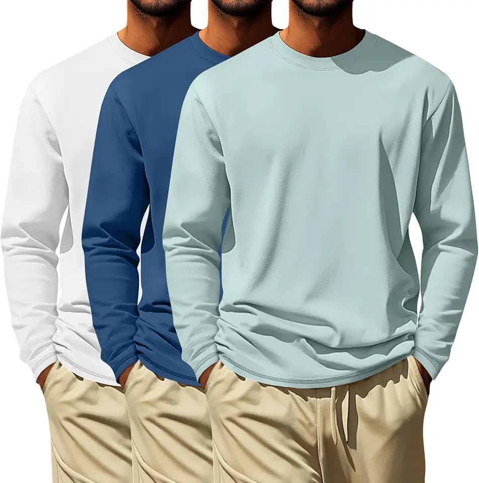 Neer 3 Pack Men's Big and Tall T-Shirts Long Sleeve Shirts