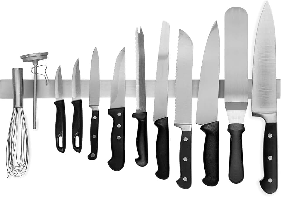 Modern Innovations Magnetic Knife Holder for Wall and Fridge - 24" Knife Magnetic Strip, Magnet Kitchen Knife Holder and Rack, Stainless Steel Magnetic Knife Bar for Kitchen Utensils