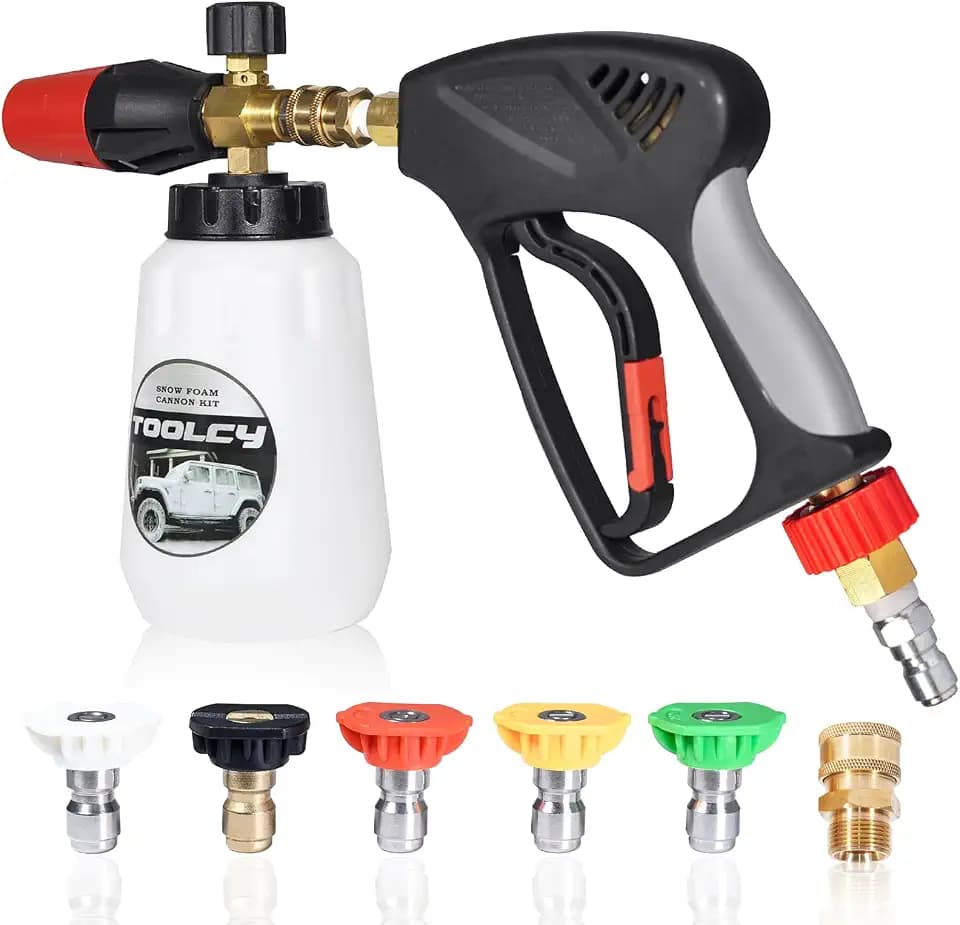 TOOLCY 5000 PSI Pressure Washer Foam Cannon Kit 3/8" Swivel M22-14 Fittings