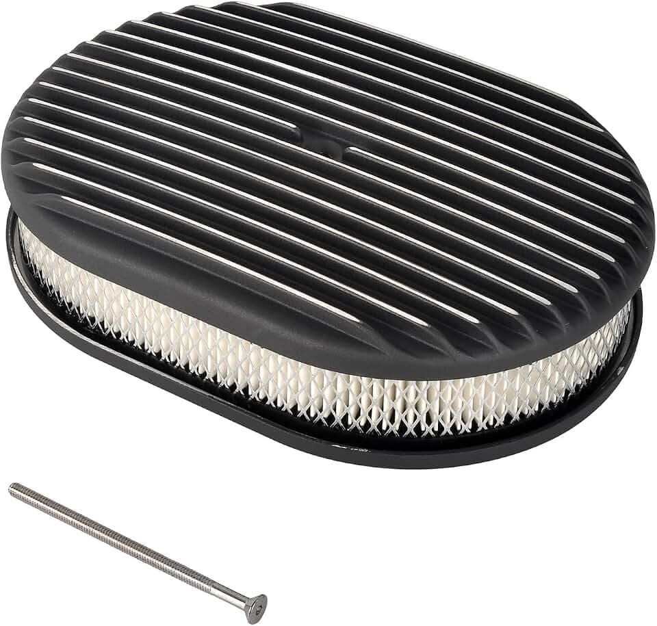12" Air Cleaner Kit Black Aluminum Oval Full Finned