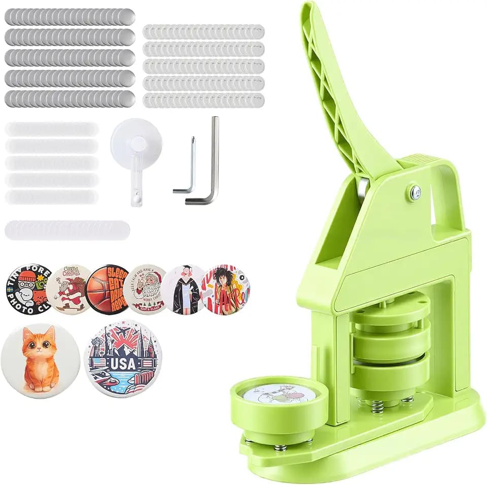 VEVOR Buttonmaschine, 58 mm, Button Maker Maschine mit 100 Button-Teile, Mr. Panda Zauberbuch, Kreisschneider & Sechskantschlüsseln, Pin Maker, Knopfmacher, für DIY-Anstecker & Personalisierte Pins