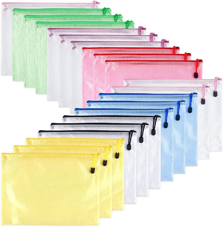 TUPARKA 21 Stück Dokumententasche A5 Zipp Aktenmappen PVC Druckverschlussbeutel Mesh Dokumententaschen für Schule Büro Kosmetik Quittungen Lagerung Hausaufgaben Aufbewahrung