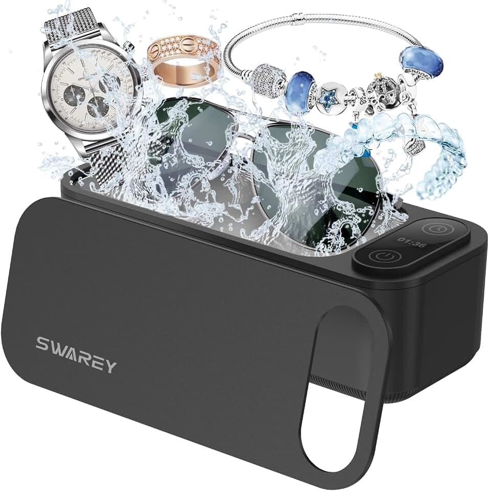 680ML Ultraschallreinigungsgerät Brille 45,000Hz Ultraschallreiniger mit 5 Zeitmodi für Schmuck Uhren Halsketten Zahnersatz Münzen Rasierer Ultraschall Reinigungsgerät Brillenreinigungsgerät
