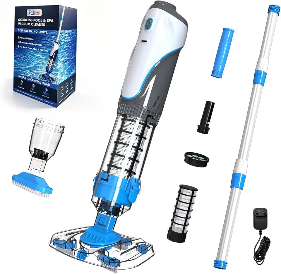 Cordless Pool Spa Vacuum Cleaner Rechargeable Handheld Pool Vacuum (ice Blue)