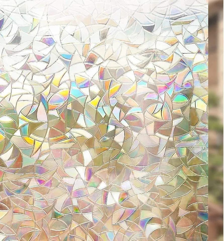 rabbitgoo Fensterfolie Blickdicht 3D Regenboge Sichtschutz Bunt 60x150cm