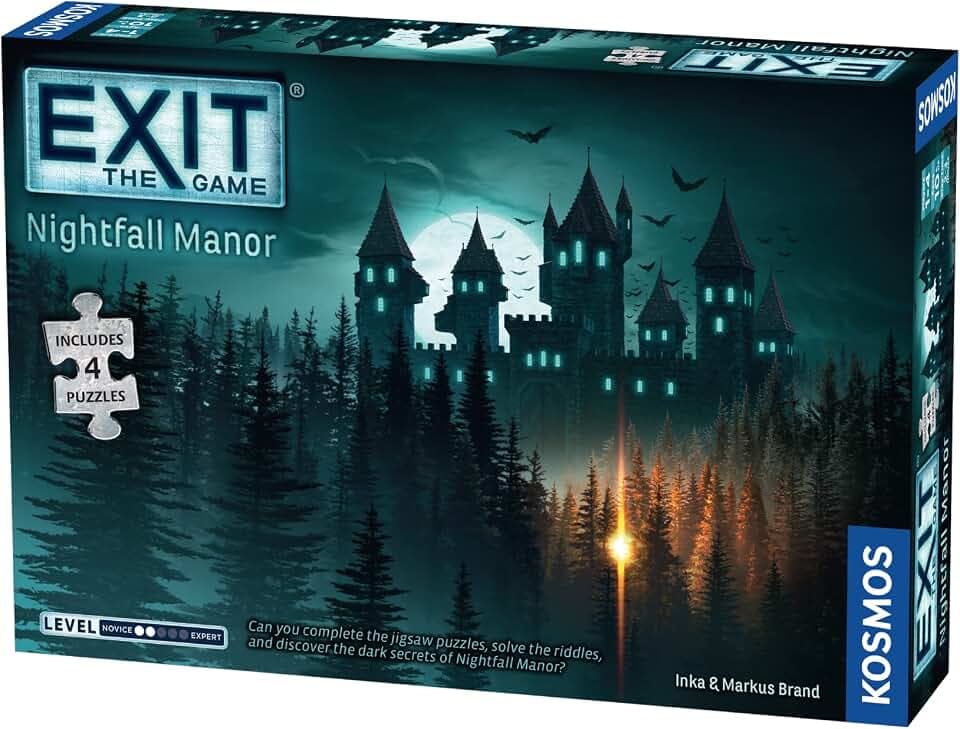 Thames & Kosmos EXIT Nightfall Manor, Escape Room Spiel mit 4 Puzzles, Familienspiele für Spieleabend, Brettspiele für Erwachsene und Kinder, für 1 bis 4 Spieler, ab 10 Jahren
