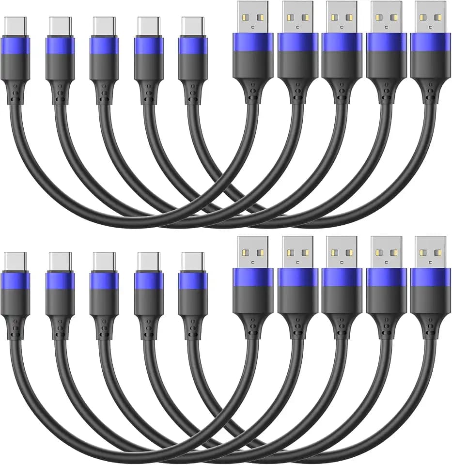 1ft Short USB C Cable for iPhone 15, 10 Pack Bulk USB A to USB C Charger Cord 12 inch, Multipack Type C Cable for Charging Station Compatible with Samsung Galaxy S24 S23 S20 S10 S9 Note 20 10 9