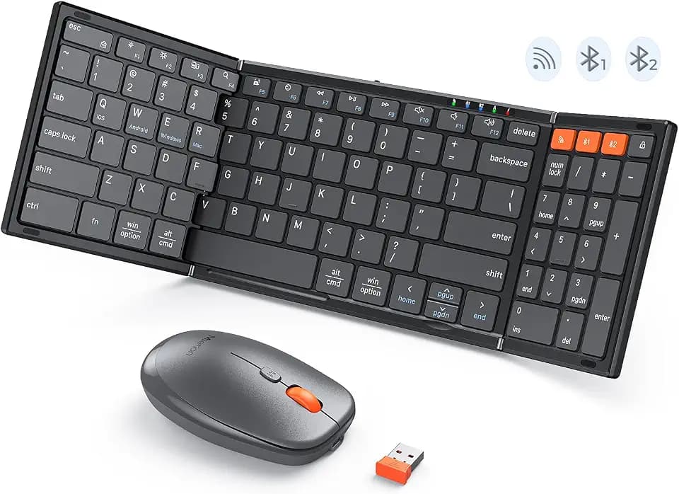 MEETION Foldable Keyboard and Mouse Combo, Bluetooth Portable Set