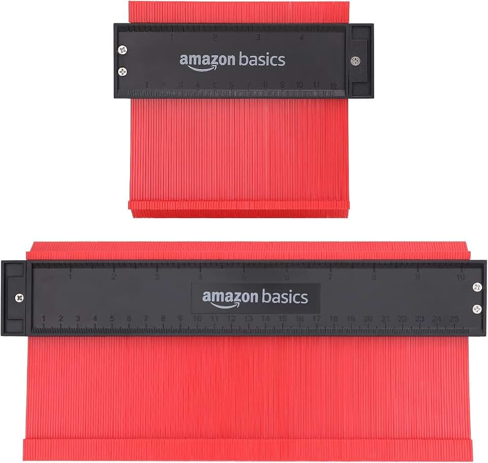 Amazon Basics 2er-Pack Konturenlehre 12.7 und 25.4 cm, Profilform-Kopierwerkzeug, Reibschluss, ohne Verriegelung für DIY-Nachzeichnen, Formung, Basteln, metrische + imperiale Skalen, Magnetrückseite