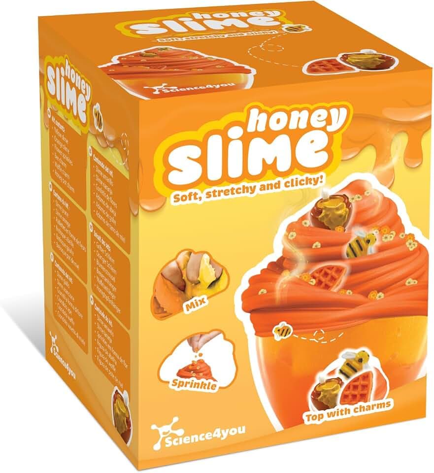 Science4you Honig Schleim Set für Kinder - Mischen, Bestreuen und Verzieren Sie Orangenen und Gelben Fluffy Schleim mit Anhängern. DIY & ASMR Set. Geschenk für Jungen und Mädchen ab 5 6 7 8 9+ Jahren