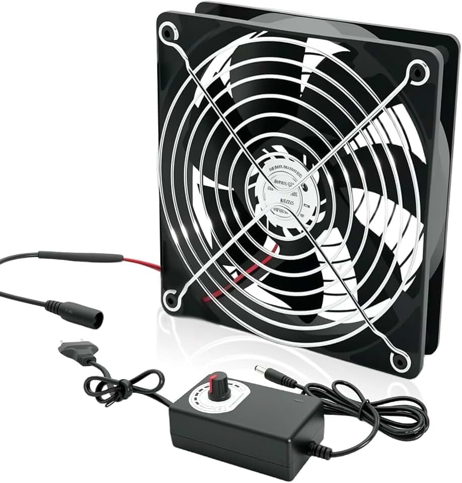 120mm PC-Lüfter,12V Gehäuselüfter mit Netzstecker & Stufenlosem Regler