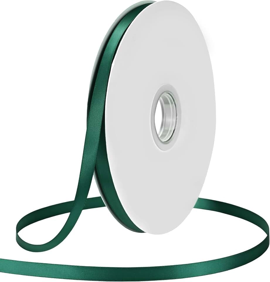Hunter Green Double Face Satin Ribbon 3/8 Inch x 100 Yards