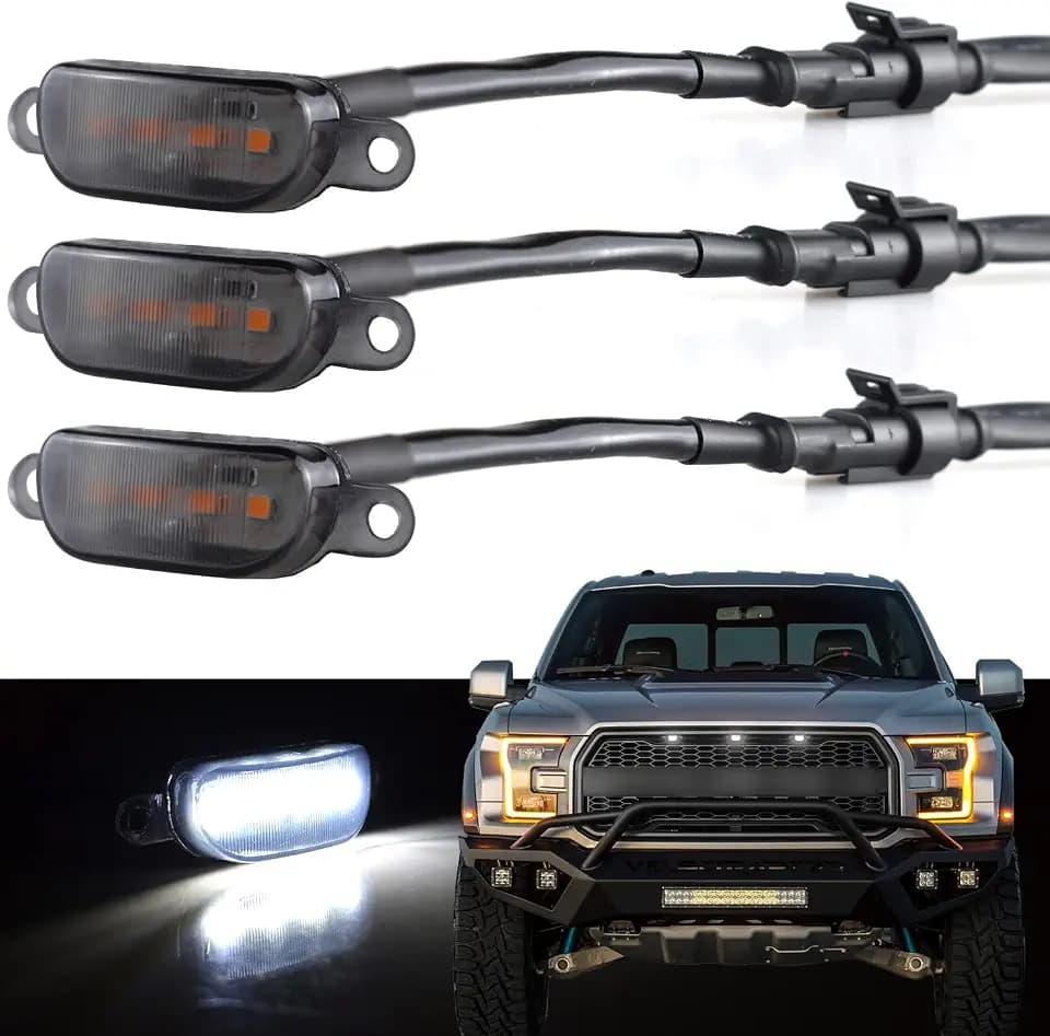 Boigoo Front Grill Lights Fit for Ford F-150 Raptor Style & Dodge Ram 1500