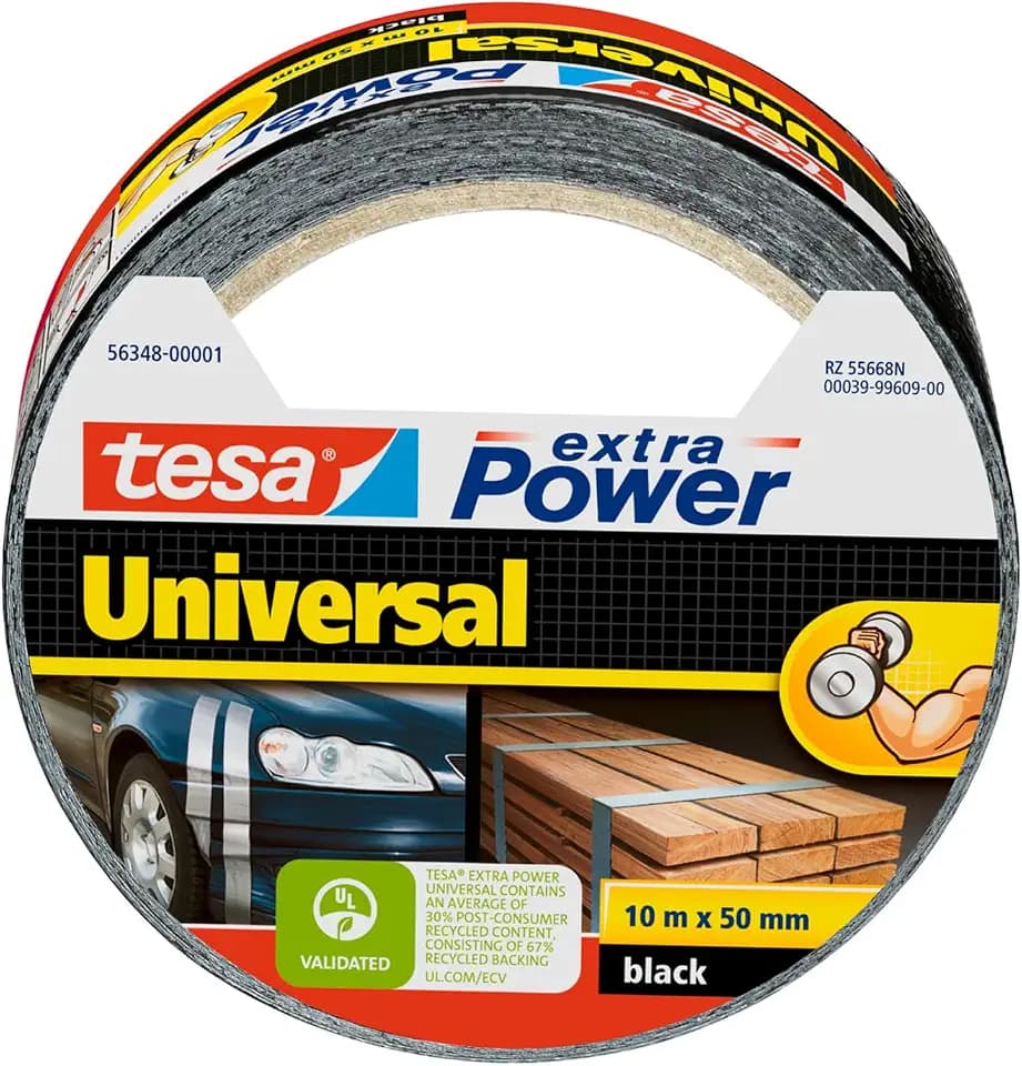tesa extra Power Universal Gewebeband - Schwarz - 10 m x 50 mm