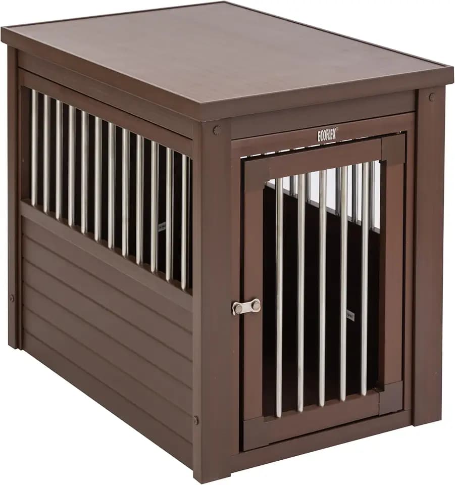 New Age Pet® ECOFLEX® Medium Furniture Style Dog Crate & End Table, Brown