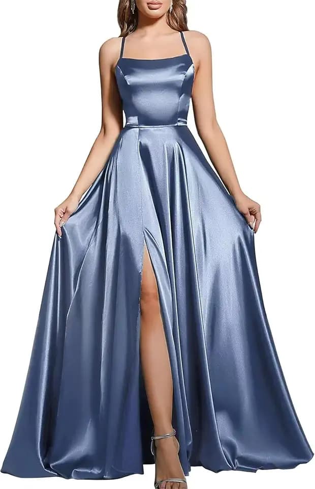 BABYONLINE D.R.E.S.S. Cocktailkleid, lang, schick, mit Schlitz, rückenfrei, A-Linie, Damen, lang, für Zeremonien