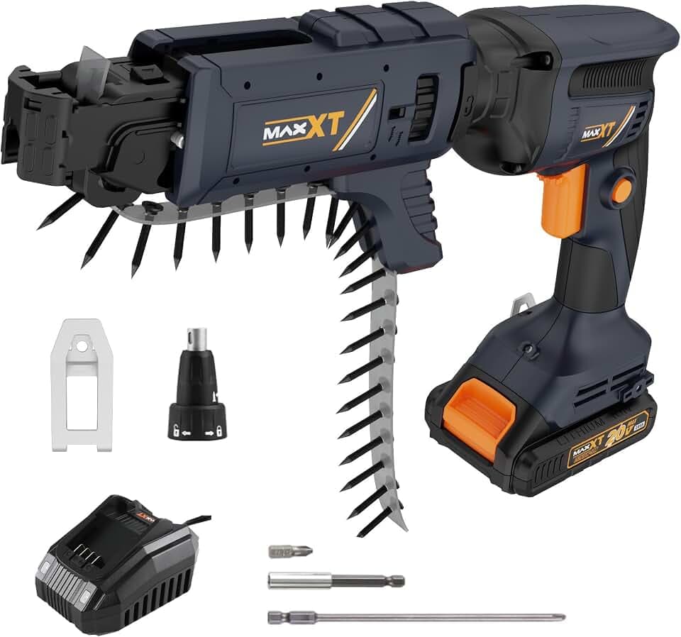 20V Trockenbau-Schrauber Brushless, MAXXT Kordloser Lithium-Ionen-Brushless-Selbstvorschub-Trockenbau-Schrauber 5000U/min mit (2,0Ah Akku und Ladegerät im Lieferumfang enthalten)