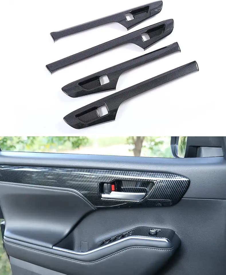 for Toyota Highlander XSE, XLE, LE, L, Nightshade Interior Door Handle Cover, Sporty Carbon Fiber Grain Interior Door Strip Trims for 2026 2025 2024 2023 2022 2021 2020 Highlander- Carbon