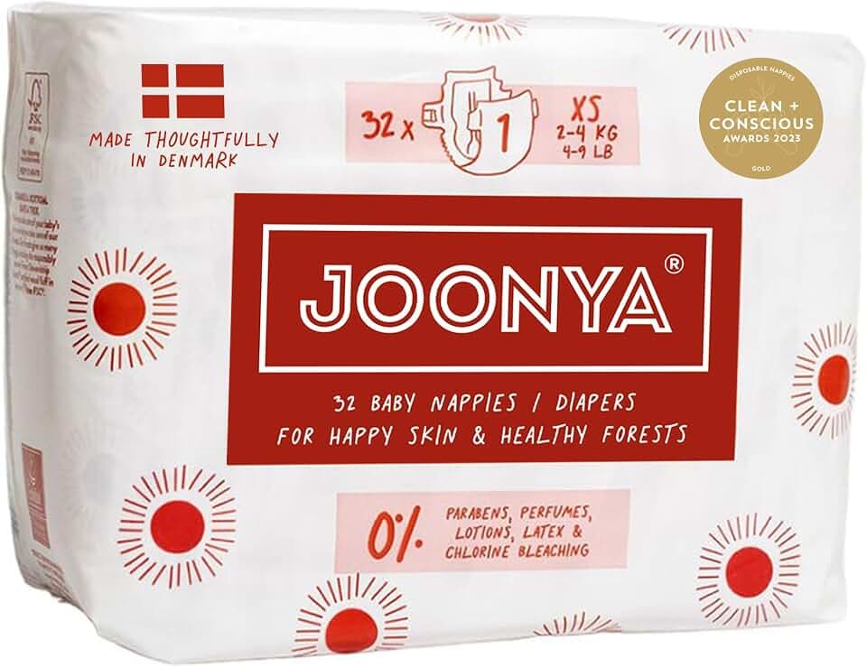 JOONYA Baby Diapers, Non-Toxic, Size 1 XS (4-9 lb, Full-Term Newborns)