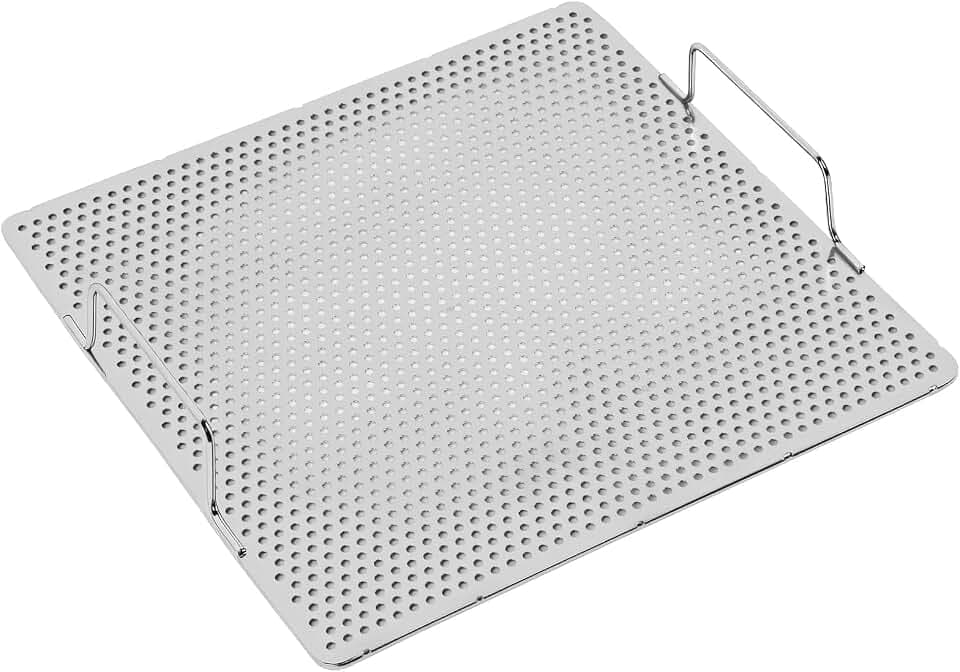 304 Stainless Steel Fryer Screen with Handles, 13.5" x 13.5" Silver Fryer Oil Screen, 4mm Skimmer Strainer with Solid Screen for Commercial Kitchens & Restaurants