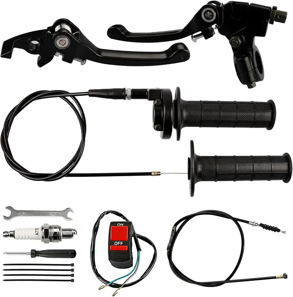Brake Lever Cable Folding Clutch Throttle Handle Grips Cable Kit for RFZ125 DBX15 X18 X19 Tao Tao 50cc 70cc 110cc 125cc 150cc Apollo DB17 DB27 Coolster M125 SSR Pit Dirt Bike Motorcycle（BLACK）