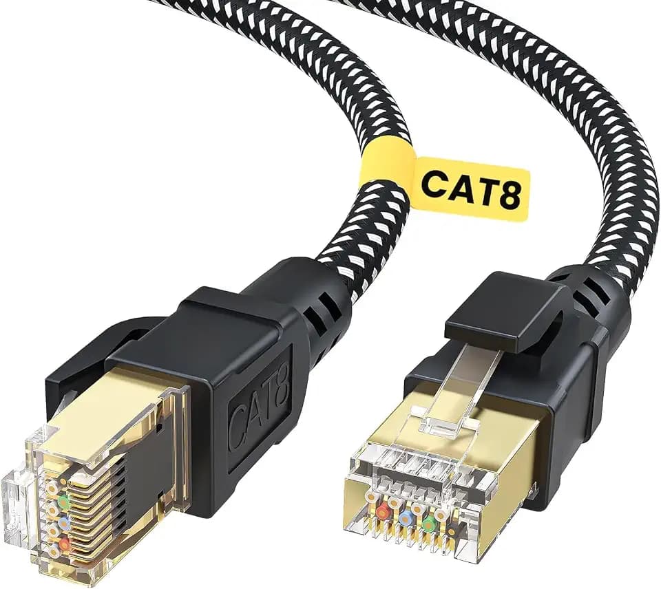 BUSOHE Cat 8 Ethernet Cable 10FT, High Speed 40Gbps 2000Mhz Braided Network Internet Cable with Gold Plated RJ45 Connector, Heavy Duty Cat8 LAN Cable S/FTP UV Resistant for Router/Gaming/PC