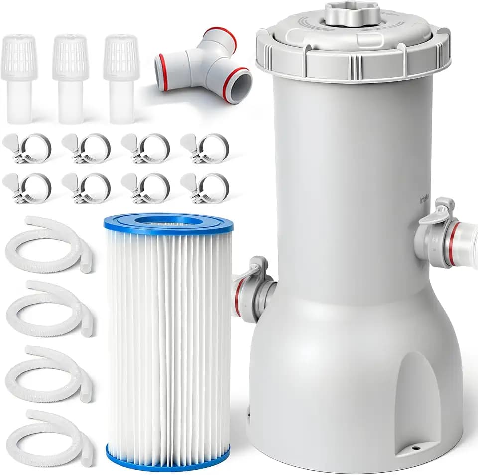 Pool Pump and Filter Above Ground, 1000 Gallon Swimming Filter Cartridge Pumps, Electric Pools Water Pump Filter for Pools Sand Cleaning Tool, 1000 GPH Filters Pumps for Above Ground