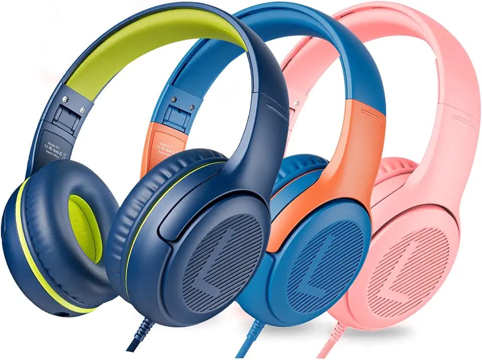 awatrue AT2 3PCS Kids Headphones for School Travel, 85/94dB Safe Volume