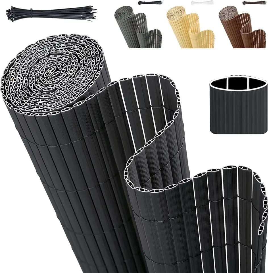 Sekey PVC Sichtschutzmatte 120x400cm Doppelte Verstärkung Innen, Balkon Sichtschutz mit Kabelbindern, Sichtschutzzaun Windschutz Wasserdicht ohne Bohren für Balkon Garten, Anthrazit