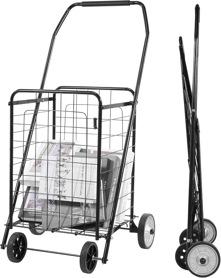 Elevon Foldable Shopping Cart with Wheels, Heavy Duty Collapsible Utility Cart for Groceries, Laundry & Travel